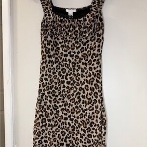 Full Tilt Leopard Print Mini Dress in Brown and Black